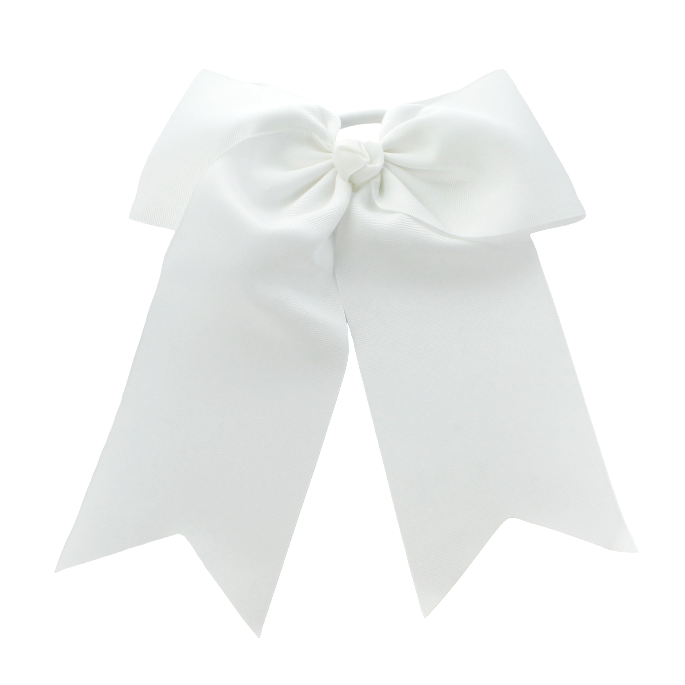 White Cheer Bow for Girls Large Hair Bows with Clip Holder Ribbon